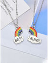 YouBella Jewellery Silver Plated Rainbow Best Friends Necklace Chain for Girls and Women (Multi-Color) (YBNK_50163)