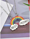 YouBella Jewellery Silver Plated Rainbow Best Friends Necklace Chain for Girls and Women (Multi-Color) (YBNK_50163)