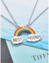 YouBella Jewellery Silver Plated Rainbow Best Friends Necklace Chain for Girls and Women (Multi-Color) (YBNK_50163)