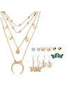 YouBella Women Fashion Stylish and Trendy  Jewellery Set Combo of 6 set of Earrings and Chain for Women and Girls