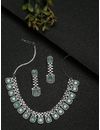 YouBella Jewellery Celebrity Inspired Silver Plated Jewellery Set with Earrings for Girls and Women (YBNK_50443) (Green)