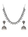 YouBella Jewellery Set for Women Oxidised Silver TradItional Necklace Jewellery Set with Earrings , Rings and Nose Clip for Girls and Women (Style 3)