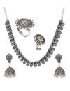 YouBella Jewellery Set for Women Oxidised Silver TradItional Necklace Jewellery Set with Earrings , Rings and Nose Clip for Girls and Women (Style 5)