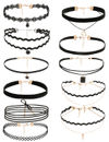 YouBella Jewellery for women Celebrity Inspired Combo of 11 Choker Necklaces for Women and Girls (Black) (YBNK_50601)