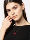 YouBella Pink Gold-Plated Stone-Studded Floral Shaped Pendant With Chain