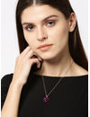 YouBella Purple Gold-Plated Stone-Studded Floral Shaped Pendant With Chain