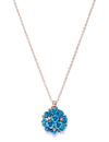 YouBella Blue Gold-Plated Stone-Studded Floral Shaped Pendant With Chain