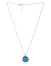 YouBella Blue Gold-Plated Stone-Studded Floral Shaped Pendant With Chain