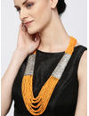 YouBella Women Oxidised Orange Silver Plated Beaded Layered Necklace