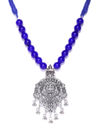 YouBella Oxidised Blue Silver Plated Beaded Statement Temple Necklace