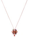 YouBella Multicoloured Rose Gold-Plated Stone-Studded Floral Pendant with Chain