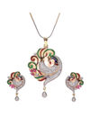 YouBella CZ Designer Peacock Pendant Set with Chain