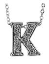 Best Valentine Gifts :YouBella Jewellery Alphabet Letter K Unisex Pendant/Necklace for Women/Girls/Boys/Men (Silver)