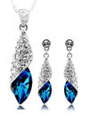 YouBella Blue Crystal Necklace with Earrings for Women - Combo Pack