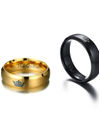 YouBella Jewellery His Queen Her King 100% Stainless Steel Never Fading Couple Rings for Girls/Women and Boys/Men (Gold-Black)