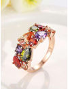 YouBella Jewellery Stylish Rose Gold Plated Solitaire AAA Multicolor Crystal Ring for Women and Girls