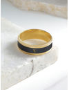 YouBella Unisex Black Gold-Plated Striped Finger Ring