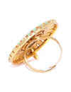 YouBella Green Gold-Plated Stone-Studded Meenakari Adjustable Finger Ring