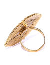 YouBella Rust Red Gold Plated Stone Studded Meenakari Adjustable Finger Ring