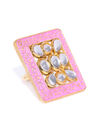 YouBella Pink Gold-Plated Stone-Studded Meenakari Adjustable Finger Ring