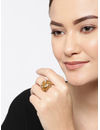 YouBella Gold-Plated Stone-Studded Floral Adjustable Finger Ring