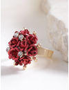 YouBella Red Gold-Plated Stone-Studded Floral Adjustable Finger Ring