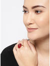 YouBella Red Gold-Plated Stone-Studded Floral Adjustable Finger Ring