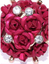 YouBella Magenta Gold-Plated Stone-Studded Floral Adjustable Finger Ring