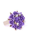 YouBella Purple Gold-Plated Stone-Studded Floral Adjustable Finger Ring