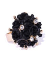 YouBella Black Gold-Plated Stone-Studded Floral Adjustable Finger Ring