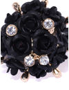 YouBella Black Gold-Plated Stone-Studded Floral Adjustable Finger Ring