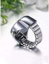 YouBella Jewellery Stylish Finger Ring Watch Jewellery Alloy Silver Plated Ring for Girls/Women and Boys/Men (Black)