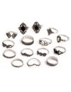 YouBella Oxidised Combo of 15 Boho Silver Plated Rings for Girls and Women (YBRG_20111A) (Silver)