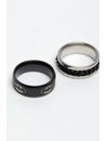 YouBella
Men Set Of 2 Black & Silver-Toned Textured Finger Rings