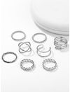 YouBella Jewellery Bohemain Oxidised Rings Combo of 8 Rings for Women and Girls (Silver) (YBRG_20121)