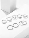 YouBella Jewellery Bohemain Oxidised Rings Combo of 9 Rings for Women and Girls (Silver)