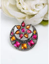 YouBella
Silver-Plated Pink & Yellow Stone-Studded Afgan Adjustable Finger Ring