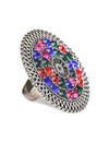 YouBella
Silver-Plated Blue & Red Stone-Studded Afghan Adjustable Finger Ring