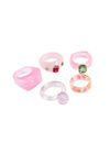 YouBella Jewellery Combo of 5 Rings for Girls and Women (Pink) (YBRG_20163)