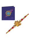 YouBella Designer Bracelet Rakhi and Greeting Card Combo Set for Brother Raksha Bandhan Gift for Brother (Style 2)