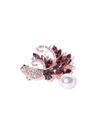 YouBella Women Brown  Rose Gold-Toned Stone-Studded  Beaded Bird Shaped Brooch