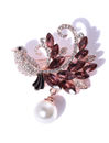 YouBella Women Brown  Rose Gold-Toned Stone-Studded  Beaded Bird Shaped Brooch