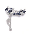 YouBella Women Silver-Toned  Navy Blue Stone Studded Reindeer Shaped Statement Brooch