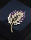 YouBella Jewellery for Women Stylish Celebrity Inspired Leaf Shaped Brooch for Women/Men/Girls/Boys (Purple) (YB_Brooch_154)