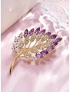 YouBella Jewellery for Women Stylish Celebrity Inspired Leaf Shaped Brooch for Women/Men/Girls/Boys (Purple) (YB_Brooch_154)