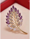 YouBella Jewellery for Women Stylish Celebrity Inspired Leaf Shaped Brooch for Women/Men/Girls/Boys (Purple) (YB_Brooch_154)