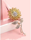 YouBella Valentine Collection Floral Jewellery Gold Plated and Cubic Zirconia Brooches for Women (Yellow) (YB_Brooch_74)