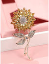 YouBella Valentine Collection Floral Jewellery Gold Plated and Cubic Zirconia Brooches for Women (Yellow) (YB_Brooch_74)