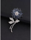 YouBella Valentine Collection Floral Jewellery Silver Plated and Cubic Zirconia Brooches for Women (Blue) (YB_Brooch_75)