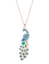 YouBella Blue  Gold-Toned Peacock-Shaped Stone-Studded Pendant with Chain